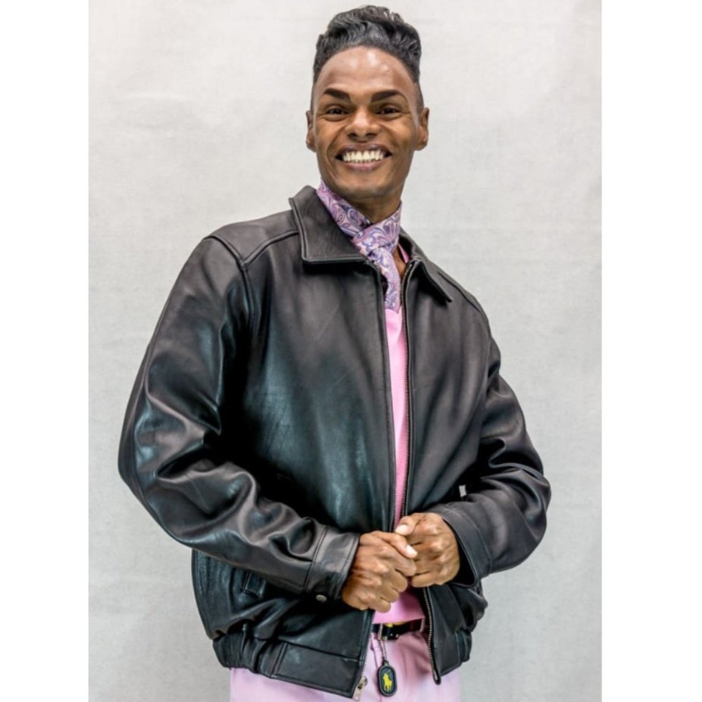 Black Lamb Leather Zip Bomber Jacket